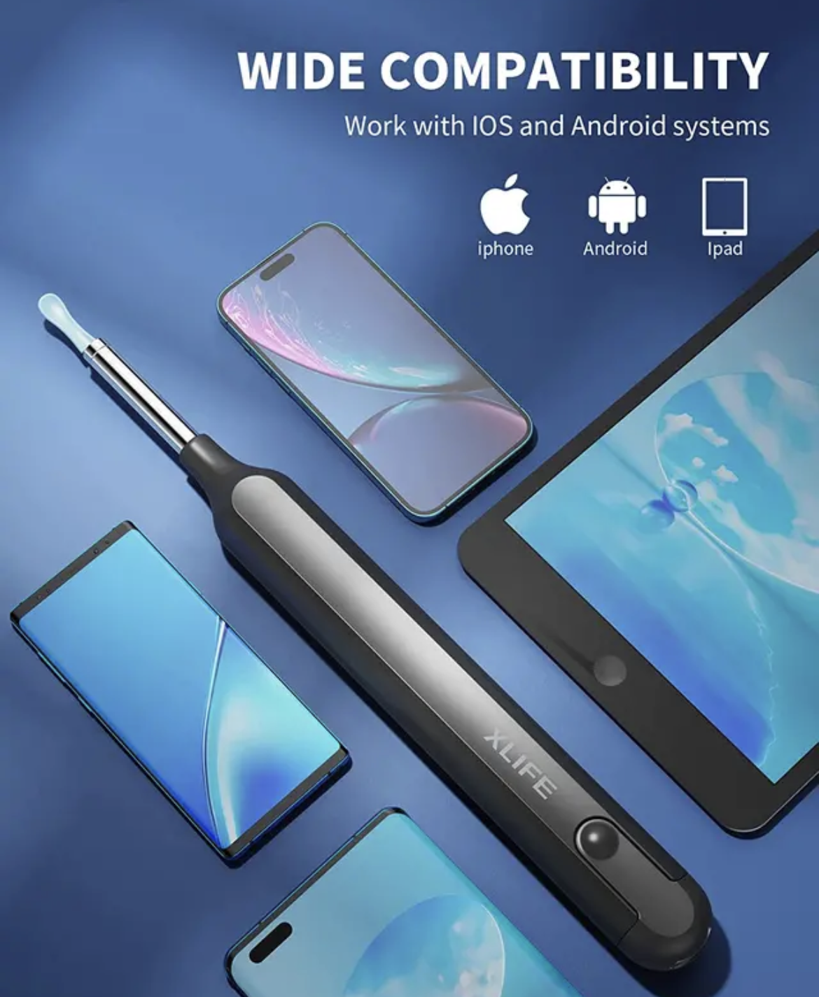 【Vera】Ear Wax Removal Tool Ear Cleaner with 1080P HDCamera, Otoscope with Light, Earwax Removal Kitwith 6 LED Lights, Ear Camera for iPhone, iPad.Android Phones