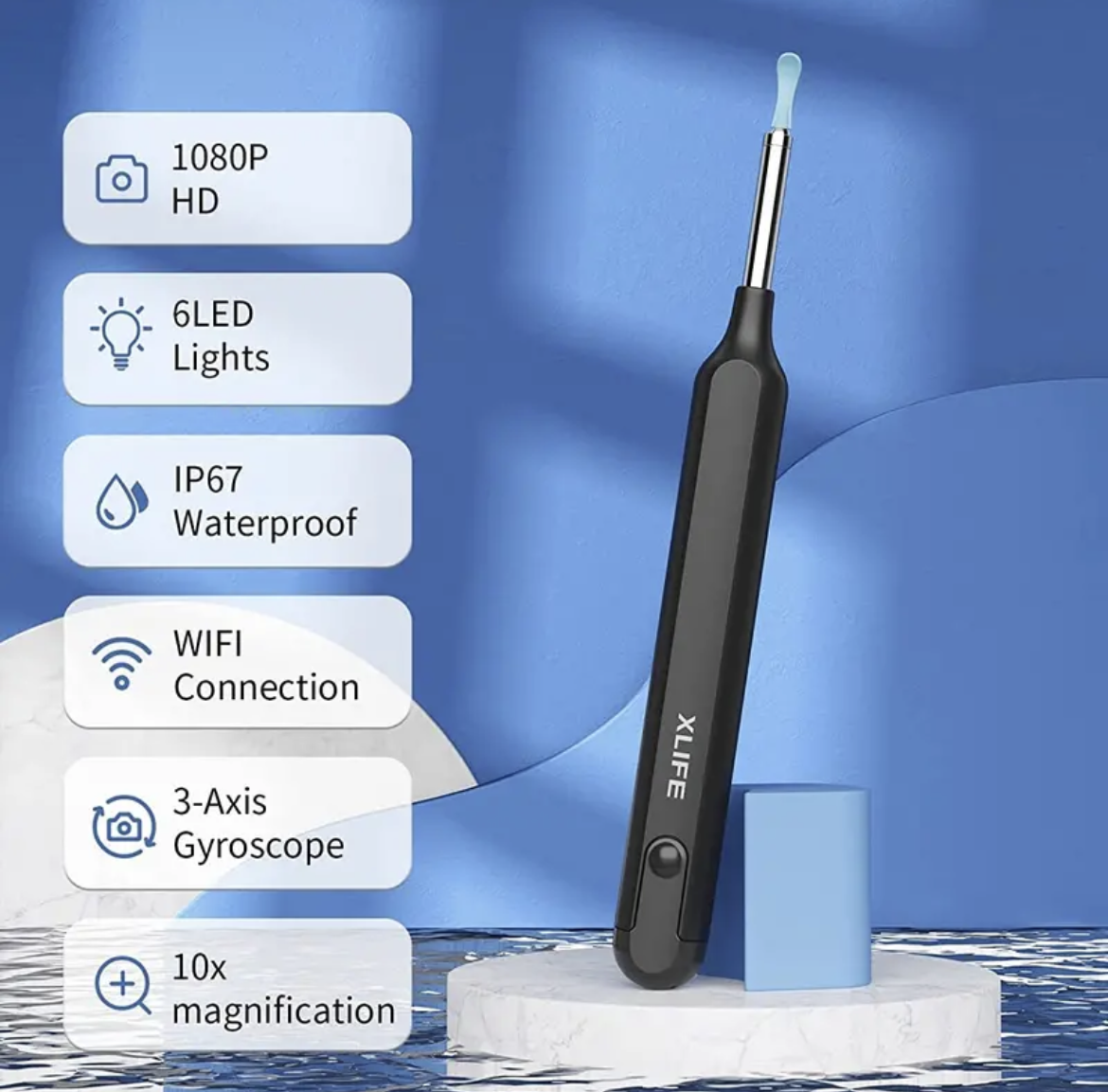 【Vera】Ear Wax Removal Tool Ear Cleaner with 1080P HDCamera, Otoscope with Light, Earwax Removal Kitwith 6 LED Lights, Ear Camera for iPhone, iPad.Android Phones