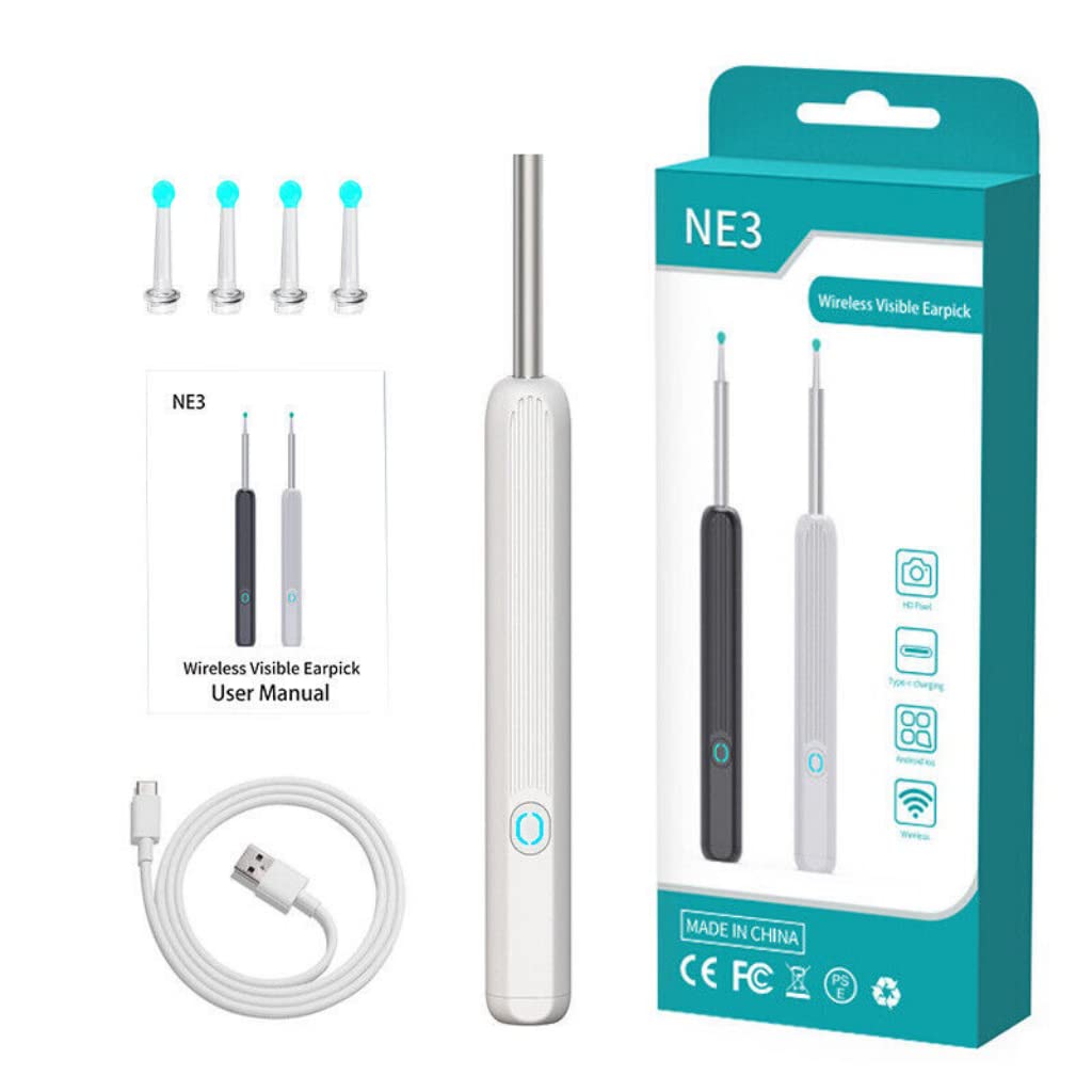 【Vera】Wi-Fi Ear Cleaning Kit Smart Visual Ear Sticks LEDLight 1080P HD load otoscope Ear Cleaner Ear waxremoval tool Suitable for Android iOS phonesEarwax Removal