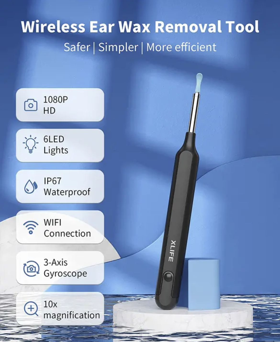 【Vera】Ear Wax Removal Tool Ear Cleaner with 1080P HDCamera, Otoscope with Light, Earwax Removal Kitwith 6 LED Lights, Ear Camera for iPhone, iPad.Android Phones